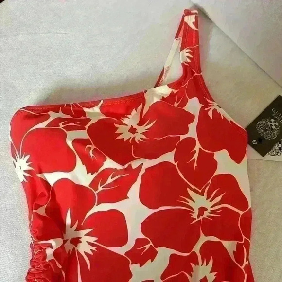 Vince Camuto NWT Tangerine One Shoulder One Piece Swimsuit MSRP $108 Women Sz 10 - Picture 4 of 12